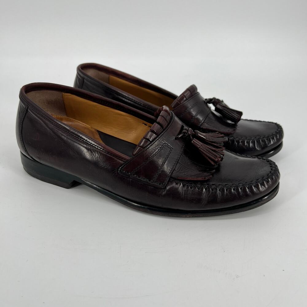 Vtg J. Murphy by Johnston Murphy Kiltie Tassel Loafer Men 9 Oxblood Red Leather
